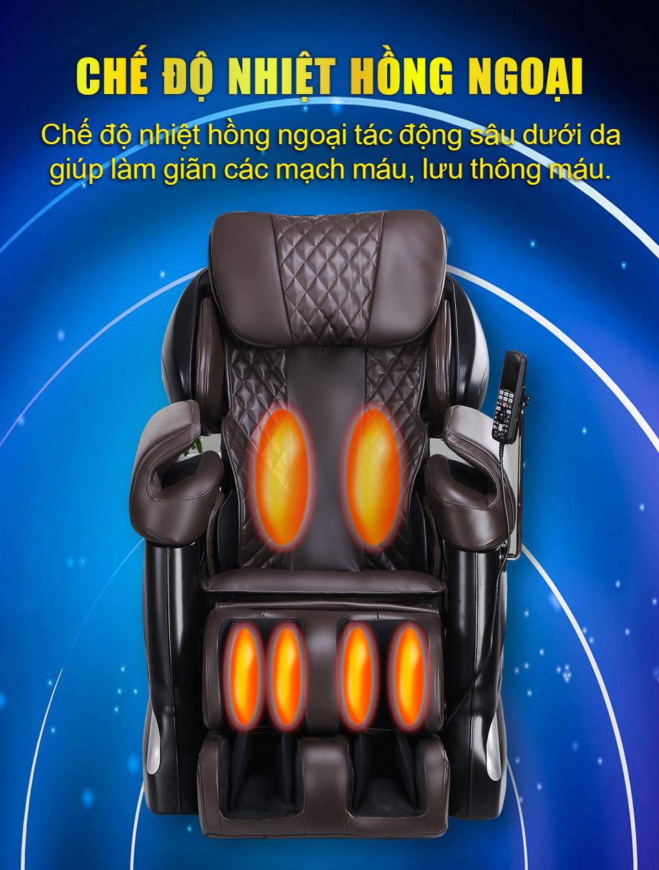 Chế độ nhiệt hồng ngoại của ghế massage H6 giúp mạch máu lưu thông tốt hơn