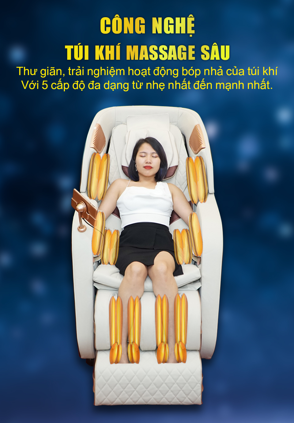 Hệ thống túi khí kép làm nên thương hiệu của ghế massage Haruko cũng được tích hợp trong sản phẩm