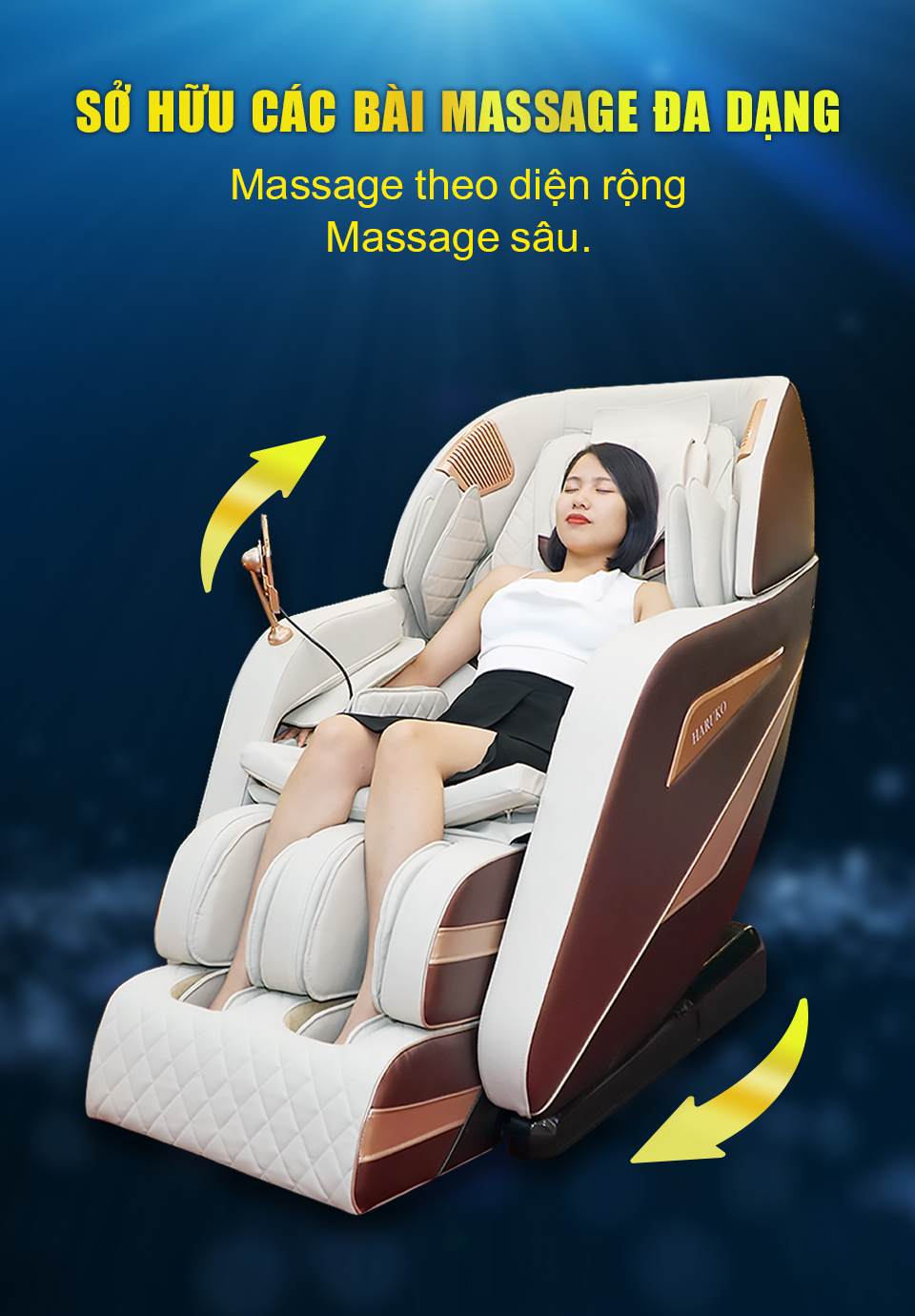 Người dùng ghế massage giờ đây có thể lựa chọn các bài massage đa dạng tùy theo nhu cầu của mỗi người