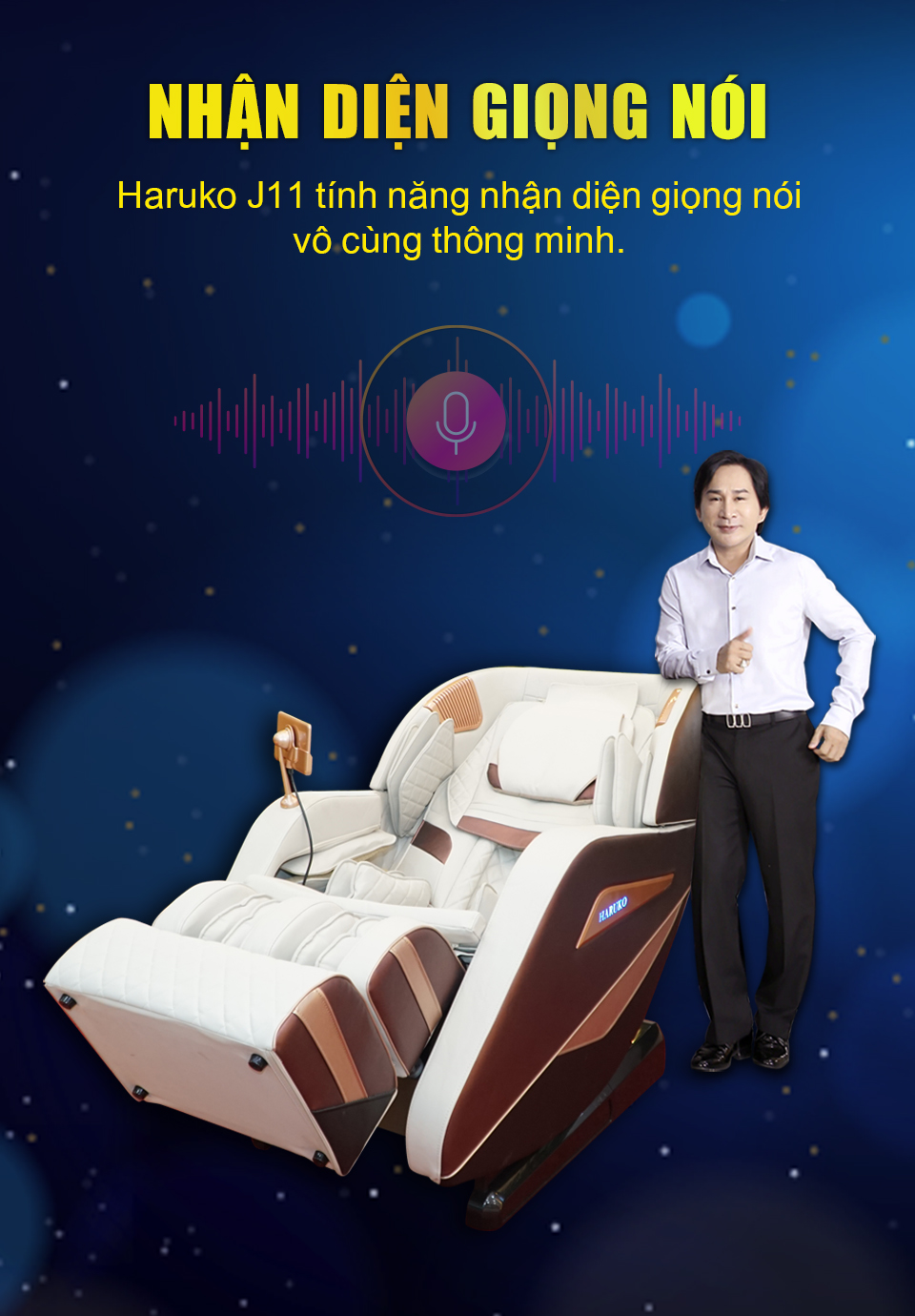 Haruko J11 còn sở hữu tính năng nhận diện giọng nói Tiếng Việt dễ dàng sử dụng với mọi lứa tuổi