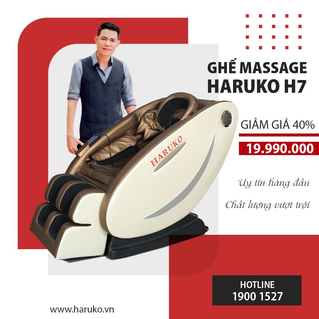 Ghế massage Haruko-H7 luôn là dòng sản phẩm được tiêu thụ số một trên thị trường ghế massage hiện nay