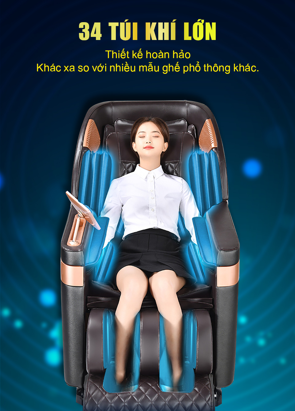 Công nghệ túi khí ghế massage được thiết kế để ôm trọn các vị trí trên cơ thể