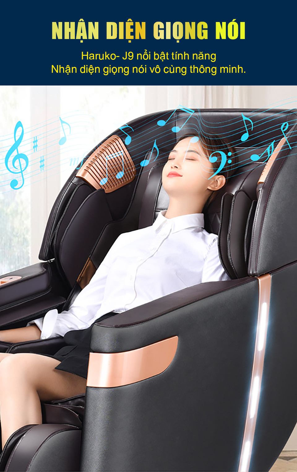 Chế độ điều khiển bằng cách nhận diện giọng nói của ghế massage vô cùng thông minh,linh hoạt tự điều chỉnh theo nhu cầu người dùng