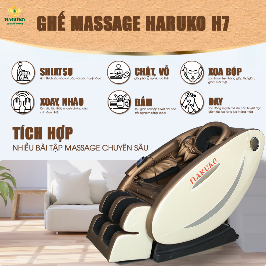 Cường độ xoa bóp của ghế massage Haruko được thiết kế nhằm đảm bảo không gây đau nhức mà vẫn đem lại hiệu quả tuyệt vời
