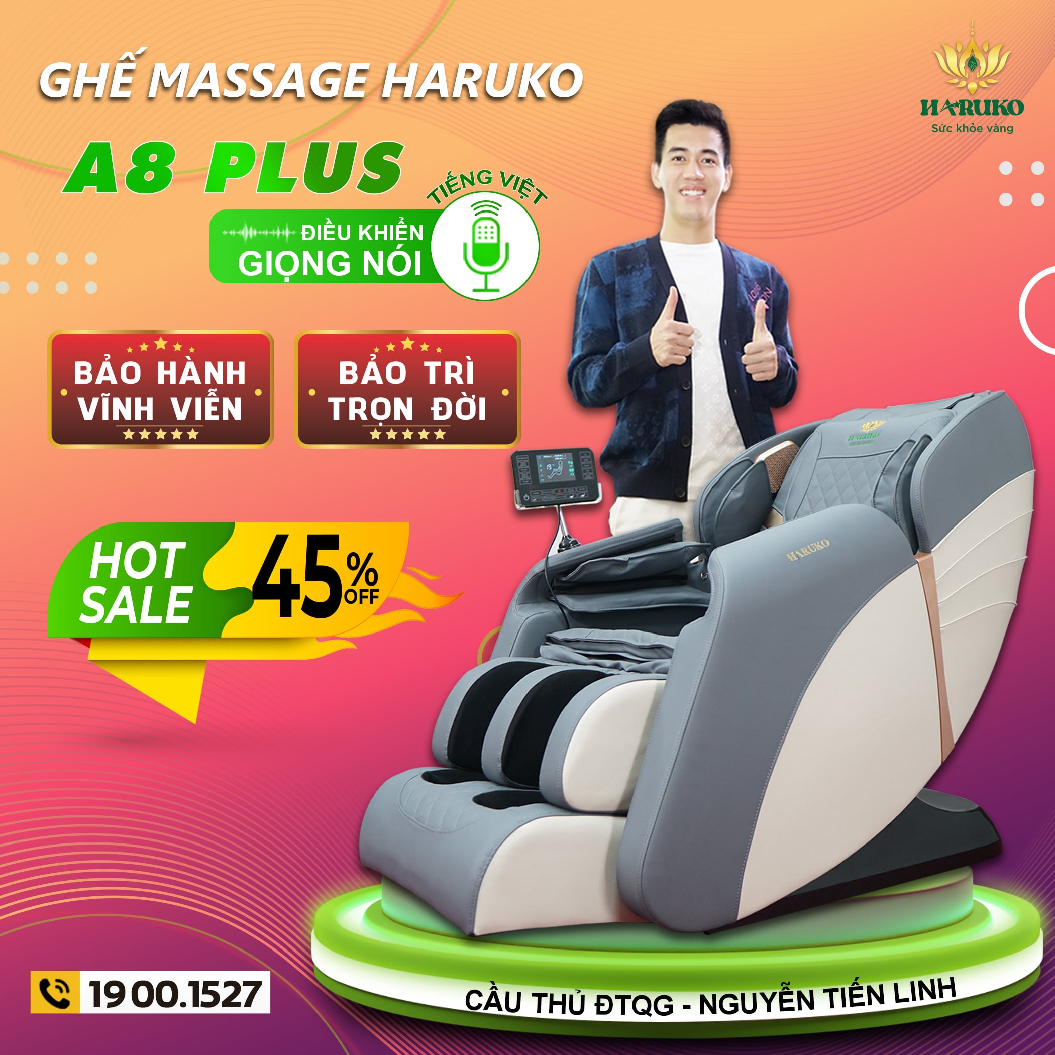 Ghế massage Haruko-A8 Plus sở hữu những tính năng hiện đại đi cùng với mức giá ưu đãi là sản phẩm vô cùng được yêu thích hiện nay