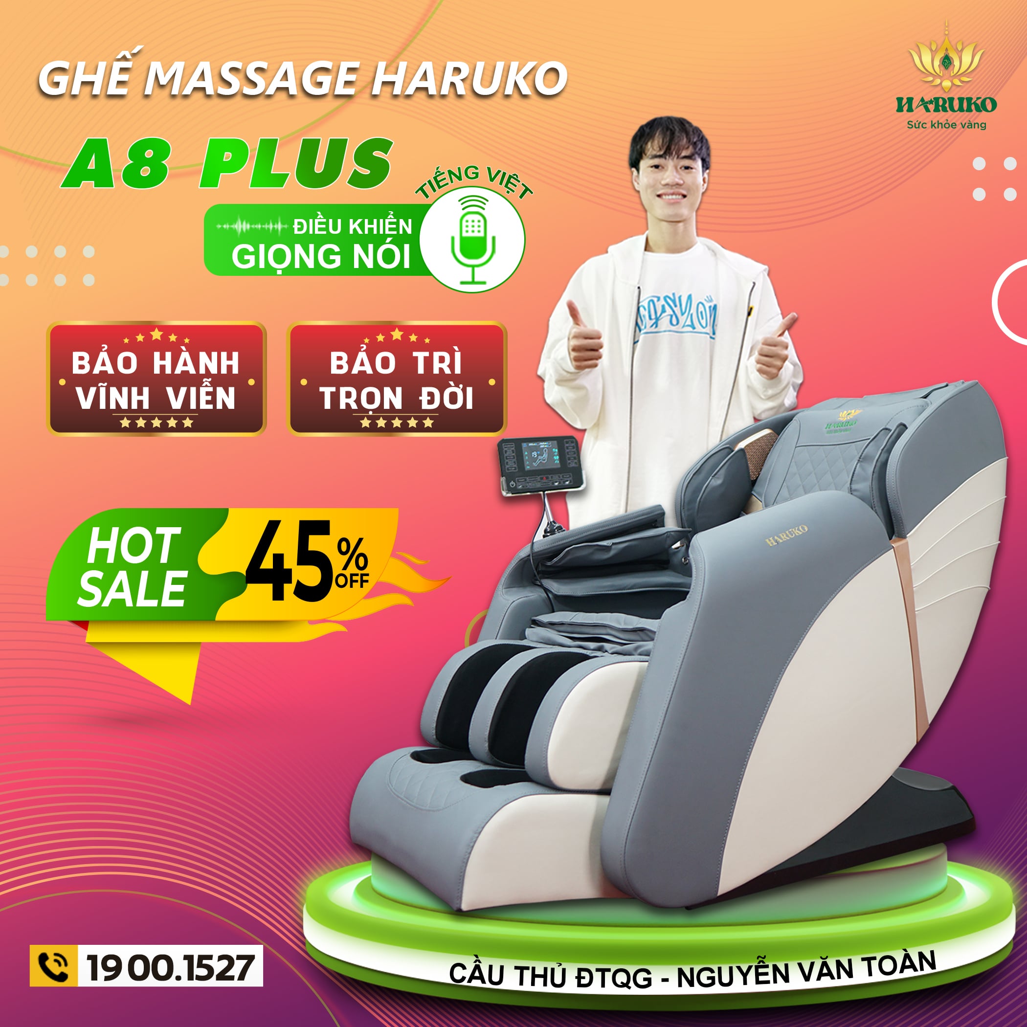 Ghế massage Haruko-A8 sở hữu công nghệ nhận diện giọng nói thông minh,hiện đại