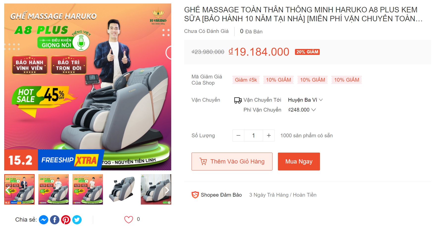 Ghế massage toàn thân thông minh được bày bán trên Shopee là lựa chọn của nhiều người khi tìm mua sản phẩm này